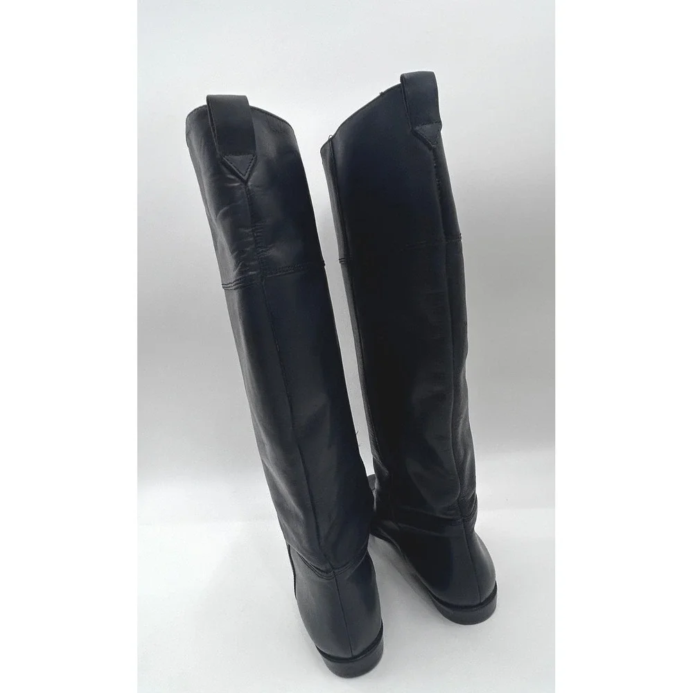Vintage Black Leather Tall Riding Boots Women's Size 9N Knee High Equestrian